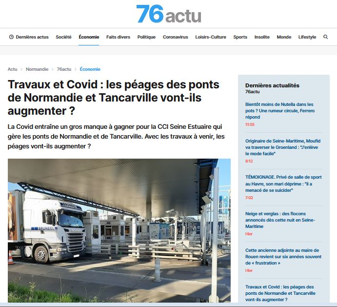 Travaux et Covid : les péages des ponts de Normandie et Tancarville vont-ils augmenter ? | 76actu {HTML}