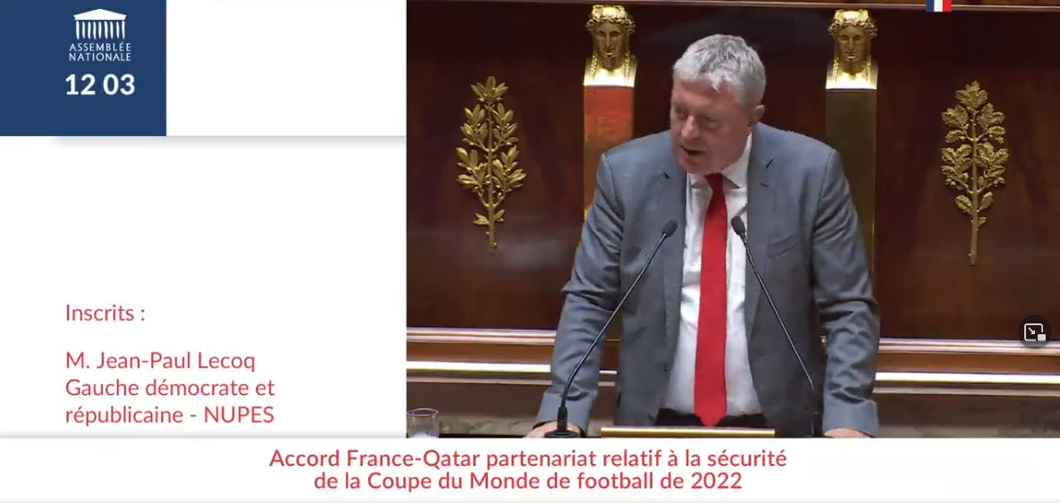Les députés communistes - Accord France-Qatar partenariat relatif à la sécurité de la Coupe du Monde de football 2022 {HTML}