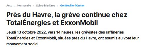 Près du Havre, la grève continue chez TotalÉnergies et ExxonMobil | 76actu {HTML}