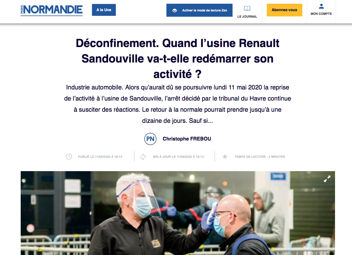 Déconfinement. Quand l'usine Renault Sandouville va-t-elle redémarrer son activité ? {HTML}