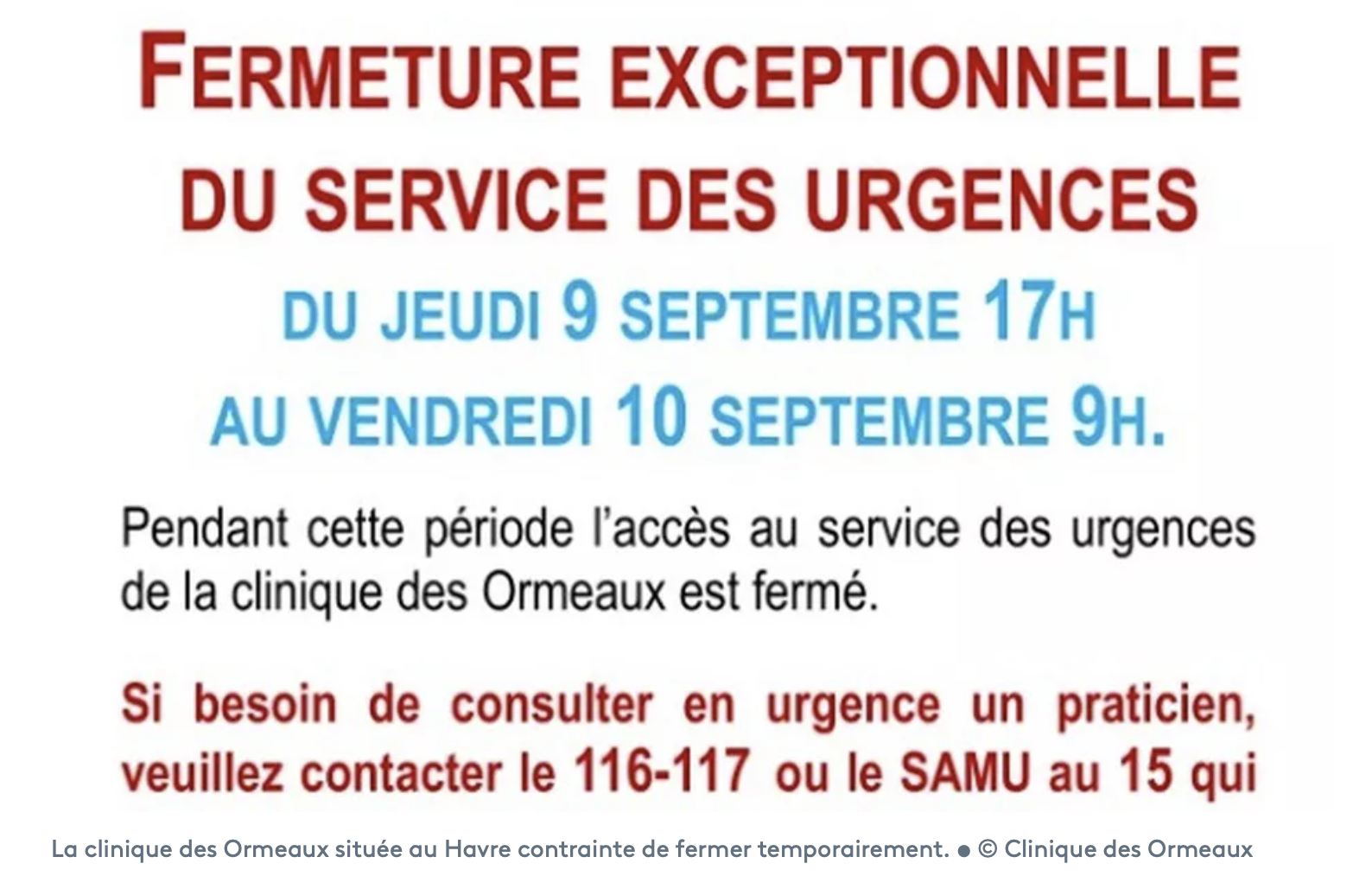 Le Havre : les urgences des cliniques doivent fermer temporairement faute de médecin {HTML}