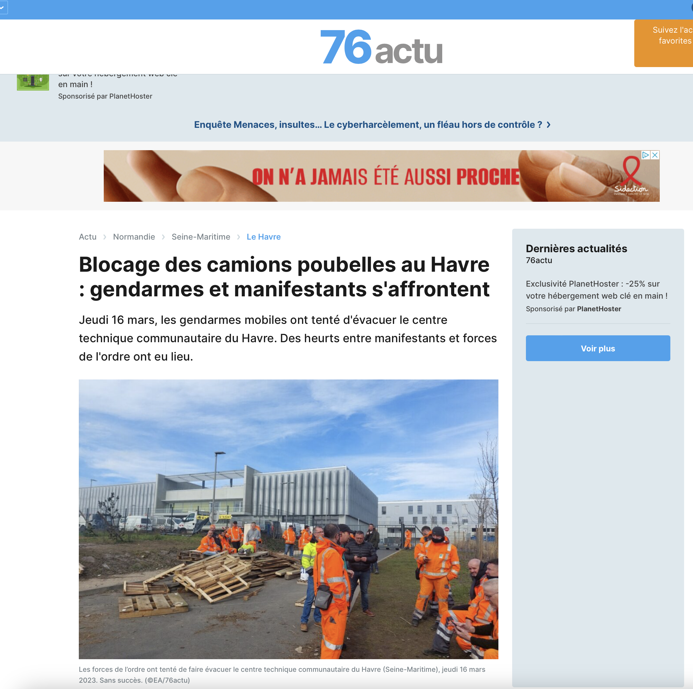 Blocage des camions poubelles au Havre : gendarmes et manifestants s'affrontent | 76actu {HTML}