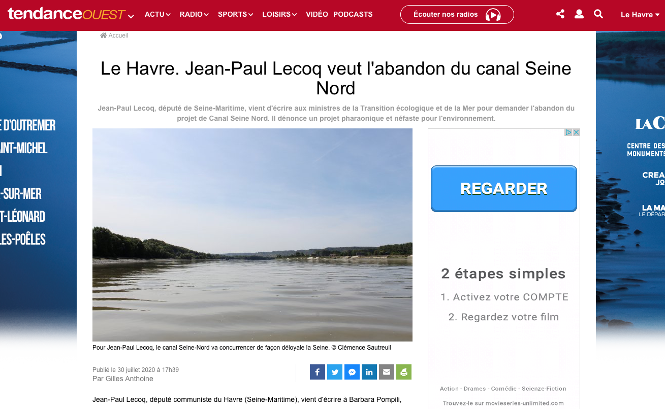 Le Havre. Jean-Paul Lecoq veut l'abandon du canal Seine Nord {HTML}